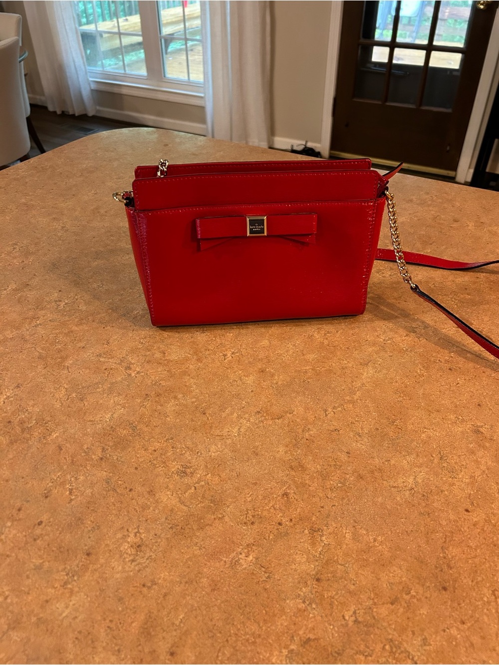 kate spade Red Bow Chain-Strap Crossbody